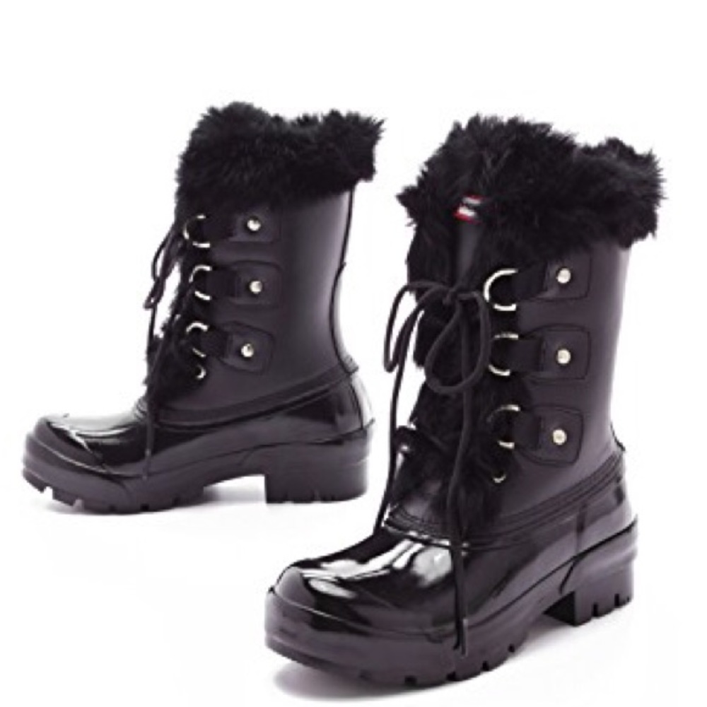 Hunter Cathie Genuine Dyed Rabbit Fur Trim Boot